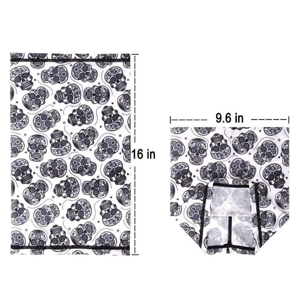White Black Sugar Skull Neck Gaiter Face Mask